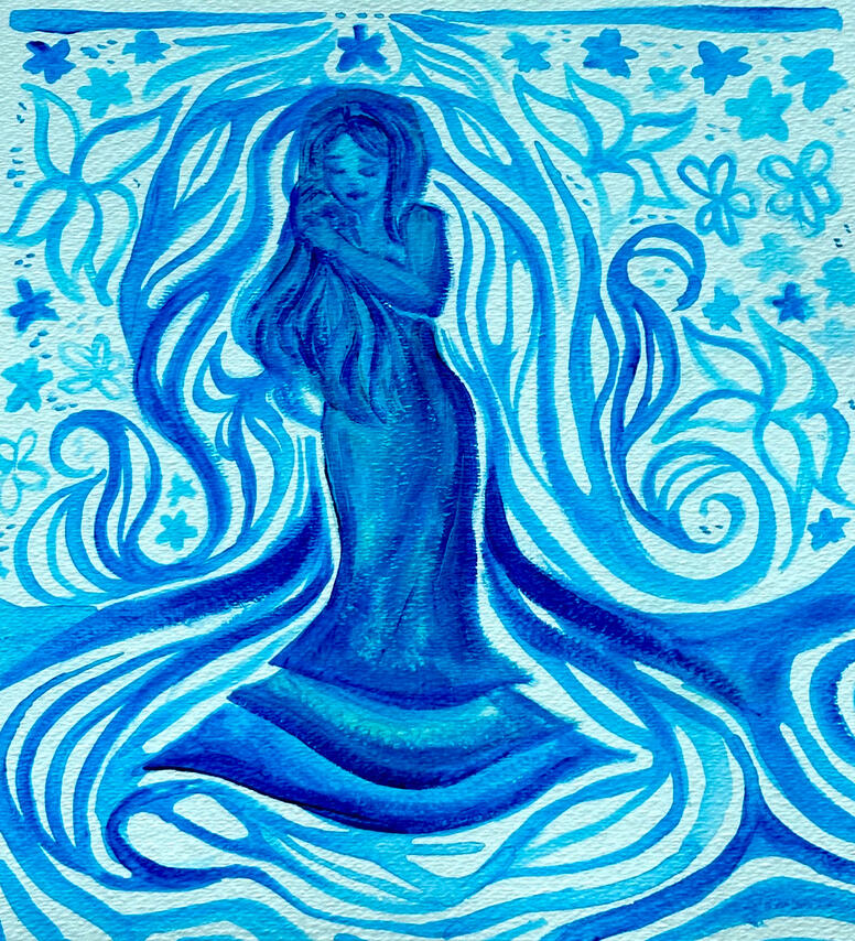 cerulean calm (2023 | acrylic & watercolor)