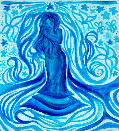 cerulean calm (2023 | acrylic & watercolor)