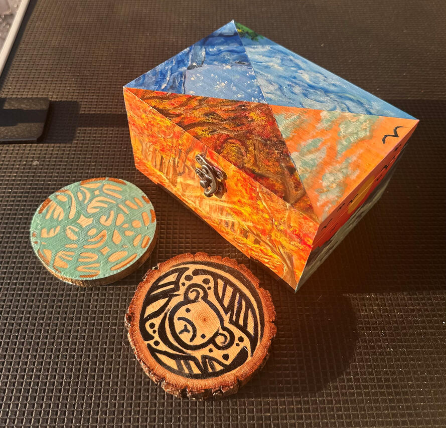 seasons box + coasters (2025 | acrylic on wood)